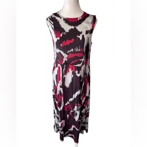 Vintage Jim Thompson Silk Dress Maxi Gray Red Black Medium Size 10 Designer
